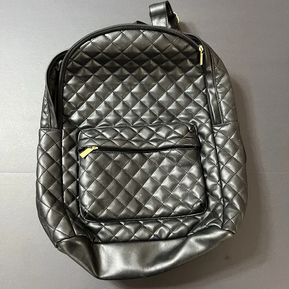 Mossimo Supply Co Black Quikted Backpack Leatherette Material Purse Y2K Grunge